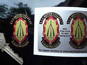 BSA PILED ARMS MOTORCYCLE STICKERS for dark backgrounds  