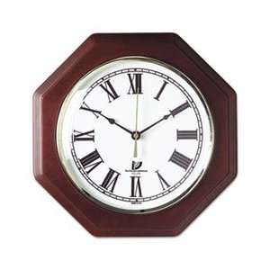  Octagon Mahogany Quartz Clock, 12 in, Mahogany
