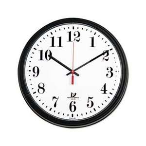 Black Quartz Contract Clock, 13 3/4in, Black