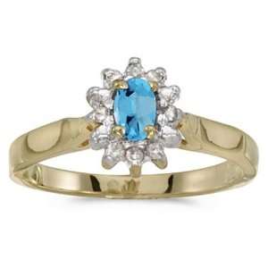   gold December Birthstone Oval Blue Topaz And Diamond Ring Jewelry