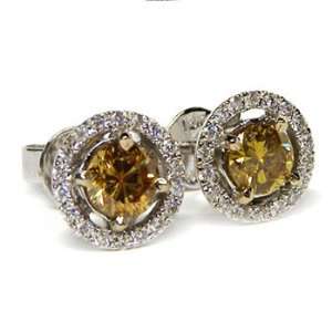  0.40ct Yellow VS Diamond Stud Earrings 14k Gold Jewelry
