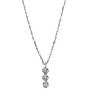   White Gold Diamond cut Triple Bead Drop Necklace (18 Inch) Jewelry