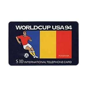 Collectible Phone Card $10. World Cup USA 94 Soccer   Romania Flag 