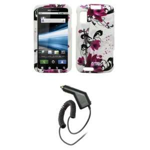  EMPIRE Purple Flowers Design Hard Case Cover + Car Charger 