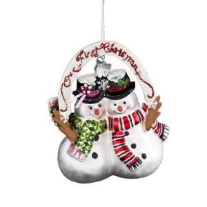 Kurt Adler 4 1/2 Inch Noble Gems Our First Christmas Snowman Couple 