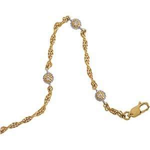  14K Two Tone Gold Diamond Fashion Bracelet   7.25 inches 