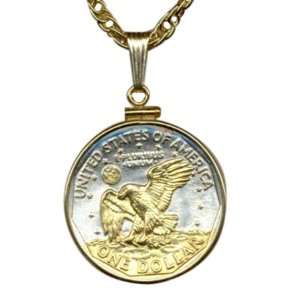 Toned 24k Gold on Sterling Silver World Coin Necklaces in Gold 