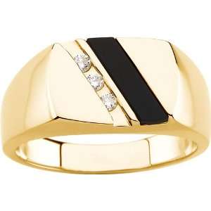   yellow gold Genuine Onyx & Diamond Ring Diamond Designs Jewelry