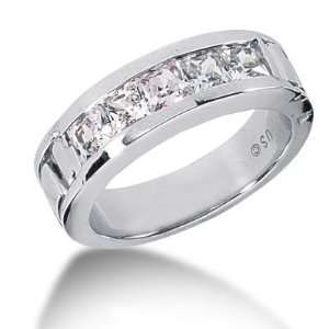 2.0 Ct Men Diamond Ring Wedding Band Princess Cut Channel 