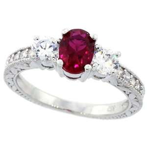   Ruby Red Color & Brilliant Cut CZ Stones For Women 7MM ( Size 6 to 9