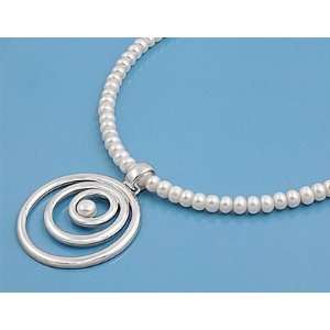   Freshwater Pearl Strand Necklace with Sterling Silver Hoops Jewelry