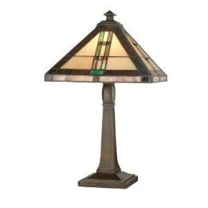   Tiffany TT70674 Mission Table Lamp, Antique Brown and Art Glass Shade
