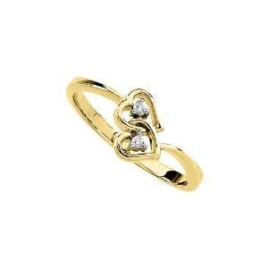   14K Yellow Gold 0.02 ct. Diamond Double Heart Ring Katarina Jewelry