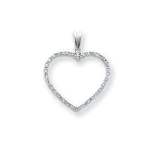 14k White Gold Diamond Vintage Heart Pendant   JewelryWeb 