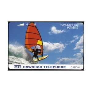 Collectible Phone Card 6u Windsurfing Hawaii Blue Lettering on 