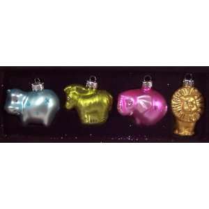 SAFARI JUNGLE ANIMAL Lion Hippo Elephant Mini Glass Christmas 