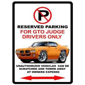  1970 Pontiac GTO Judge Muscle Car toon No Parking Sign 