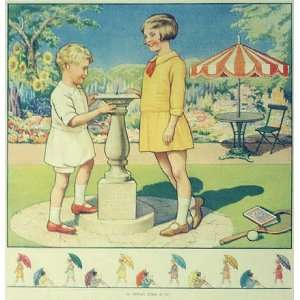  1930s British Time Flies & Sundial Vintage Childrens Antique 