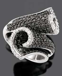 14k White Gold Ring, Black and White Diamond Scroll (2 1/3 ct. t.w 