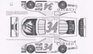   LAJOIE CURSED the movie 2/25/05 1/32nd Scale Slot Car Decals  
