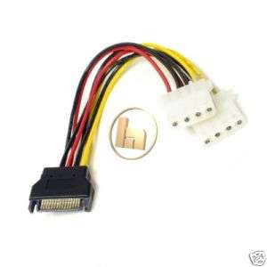 15 Pin SATA Power Male to Dual Molex 4 Pin Female Cable  