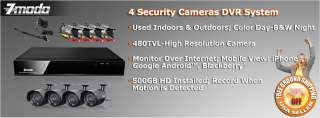 ZMODO 4CH CCTV Security Outdoor Camera DVR System 500GB  