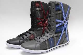 Womens Black Red Lace Up Boxing High Top Boots US 6~8  