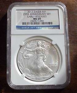   Eagle 25th Anniversary Early Releases NGC MS 69 from A25 Set FS  