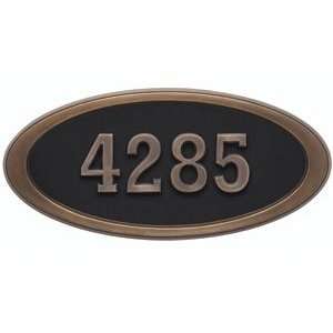 Gaines Address Plaques Black with Antique Bronze Housemark Large