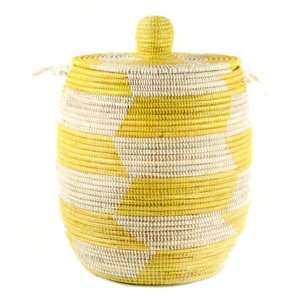  Woven African Laundry Clothes Hamper   Yellow   Large 