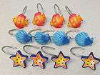 Set 12 Shower Curtain Hook Clip Hanger Fish Shell Starfish Ocean theme 