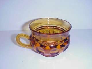 DEPRESSION AMBER GLASS LUNCHEON PLATE & CUP SET 4  