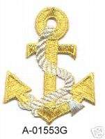 Nautical Anchor Line Rope Embroidery Applique Patch  