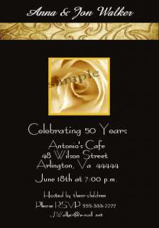 Print Your Own 50th Anniversary Invitation Gold /Black  