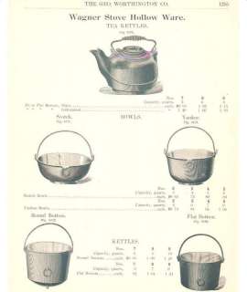 1902 Wagner Cast Iron Bowl Kettle Antique Catalog Ad  