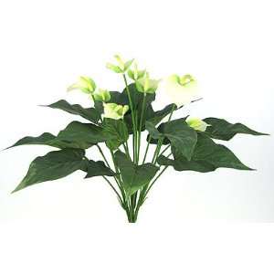  Artificial Silk Anthurium Flower Bush Cream Green