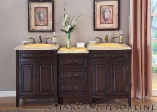 72 Evelyn   Double Sink Vanity Bathroom Furniture Yellow Onyx Stone 