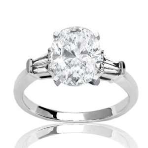  Round And Baguette Diamond Ring Only with a 1.01 Carat Asscher Cut 