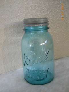 Antique Blue Ball Mason Canning Jar with Lid One Quart  