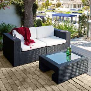 Outdoor Patio Furniture 3pcs Love Seat & Table Set  