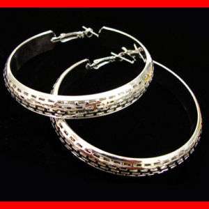 SILVER Dazzling Large Fashion HOOP EARRINGS  