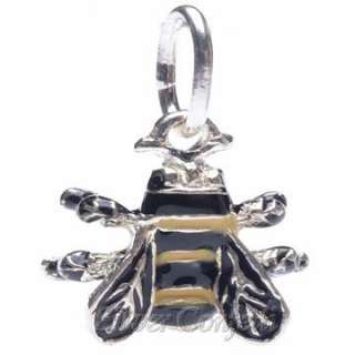Sterling Silver CUTE BUMBLE BEE Black & Yellow INSECT GARDEN Charm or 