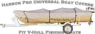 The HarborPro Deluxe boat covers fit most V Hull fishing boats