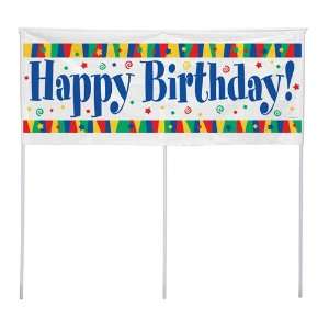    Happy Birthday Plastic Yard Banners