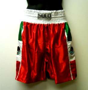 RED SOLO Boxing trunks Cleto Reyes Grant Mexican Flag  