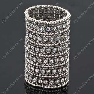   swarovski crystal stretch fashion jewelry cuff bracelet 7 row cuff