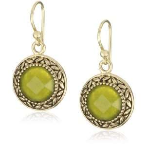   Bronzed by Barse Mayan Faceted Green Jasper Earrings Jewelry