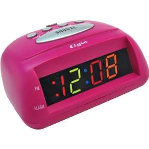  Elgin Pink Multicolor LED Bedside Alarm Clock Electronics
