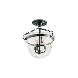  Chart House Semi Flush Country Bell Jar Lantern in Bronze 