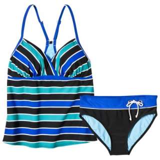   Tankini Swimsuit   Black/Green/Blue Stripe.Opens in a new window
